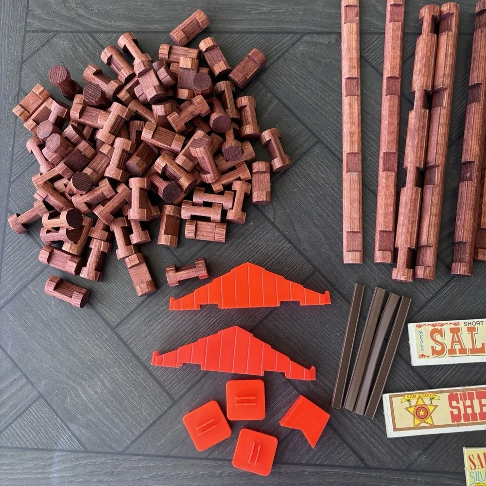 VTG 1986 Playskool Original Lincoln Logs 162 Piece Set, Actual 160 Pieces